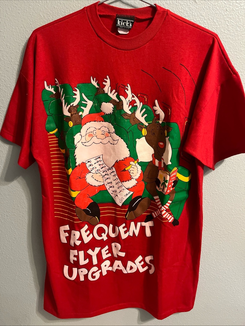VTG Kicks Made In USA Santa Frequent Flyer Upgrades Single Stitch ONE SIZE